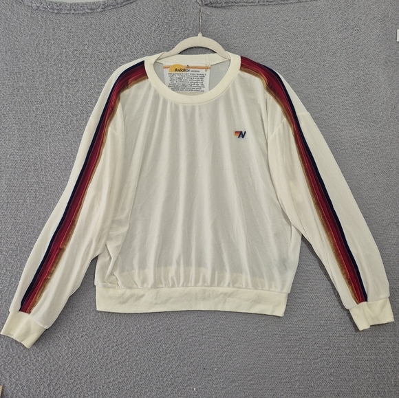 Aviator Nation Sweaters - NWT Aviator Nation Unisex Classic White Velvet Relaxed Crewneck Sweatshirt Small